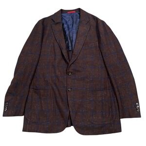 Isaia Napoli Sports Coat Mens 56 IT 44 US Brown 100% Cashmere Fleck  Windowpane